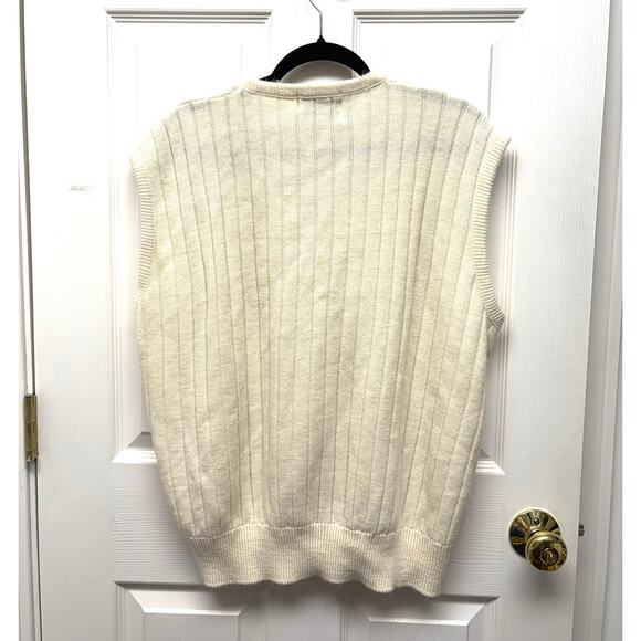 Vintage London Fog Sweater Vest V Neck Knit Pullover DC Cream Men’s Size XL - Picture 2 of 4